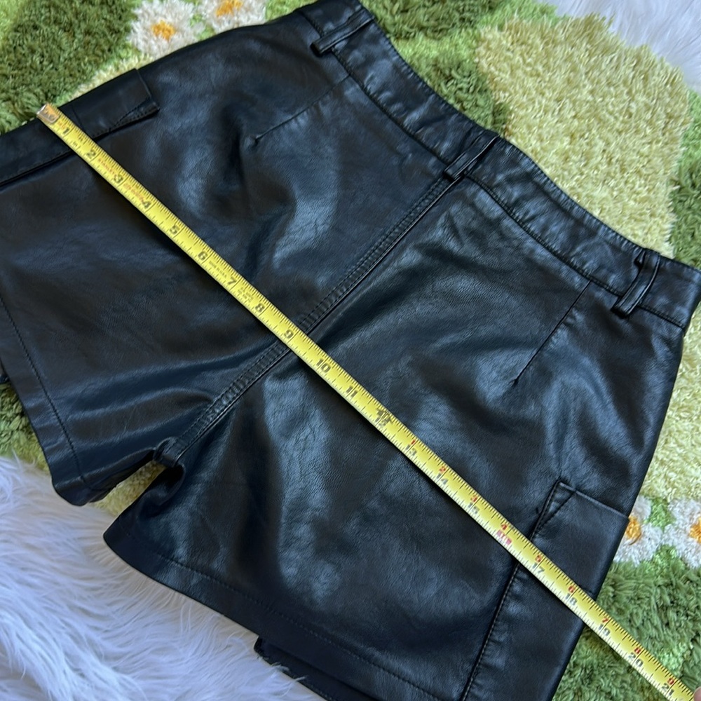 O-Ring High Waisted Faux Leather Shorts - Picture 9 of 9